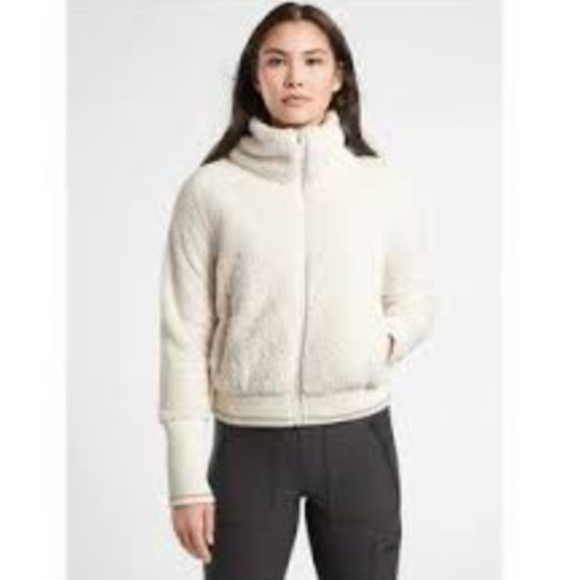 Athleta Tugga Sherpa Jacket, White/Cream, Size Large - Picture 1 of 6